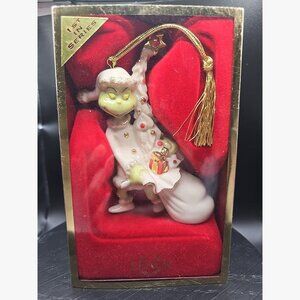 LENOX AWAY WITH THE TREE Grinch Ornament 2004 1st In Series Dr. Seuss NEW in BOX